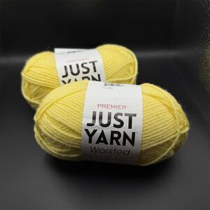 Premier Yarns Just Yarn Worsted Weight 4 Acrylic Skein Yellow 2018-11 LOT OF 2